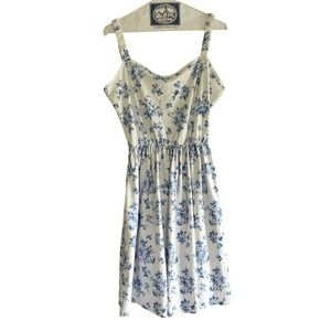 Blue Floral Dress‎ Women's Sleeveless Summer Casual Lightweight Size L